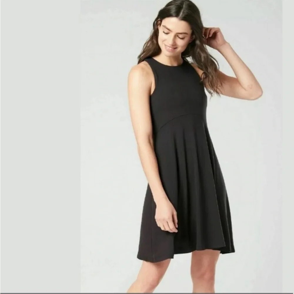 Athleta Santorini Thera Dress Size Medium Tall Black Minimal Casual Travel